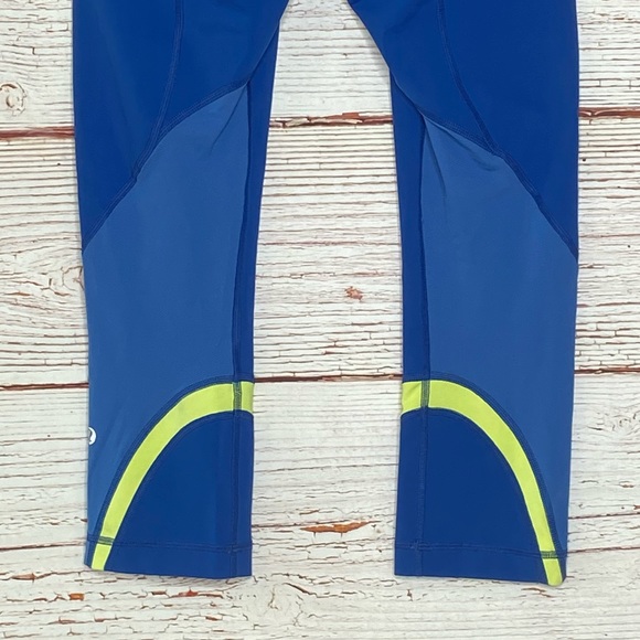 Lululemon Run Inspire Crop II in Limitless Blue/Clarity Yellow Sz 6 - Picture 10 of 14